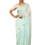 Sky Blue Viscose Chiffon Saree | All-Over Real Butta Work | Jaipurio Designer Collection